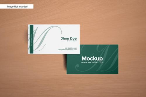 Business Card Mockup On Wooden Background