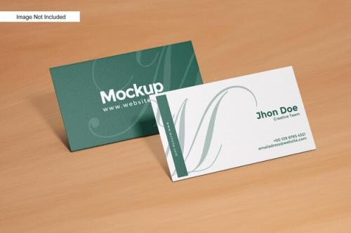 Business Card Mockup On Wooden Background