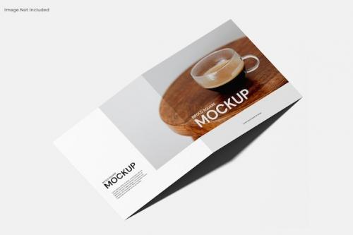 Square Bifold Brochure Flyer Mockup Perspective View