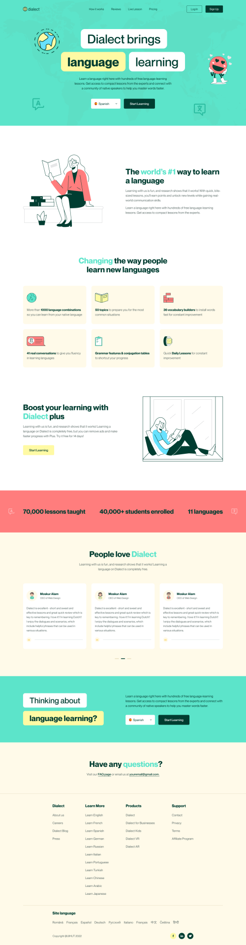 UIHut - Language Learning Landing Page UI Kit - 22200