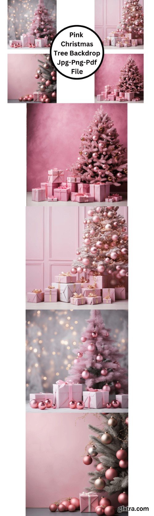 Pink Christmas Tree Backdrop