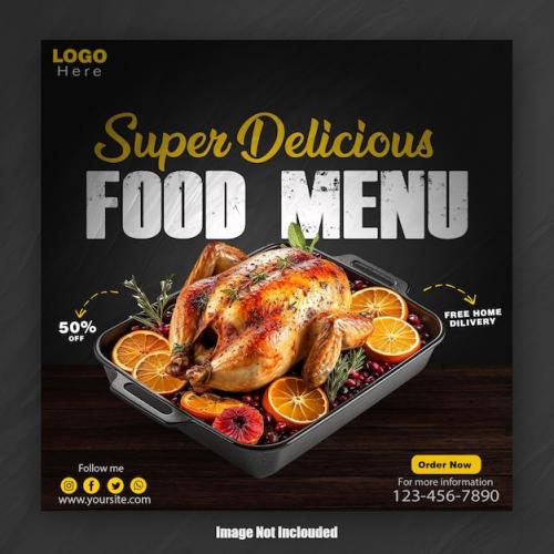 Food Menu And Restaurant Social Media Banner Template