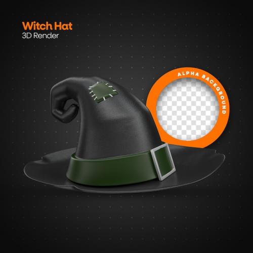 Psd 3d Rendering Of Realistic Halloween Witch Hat