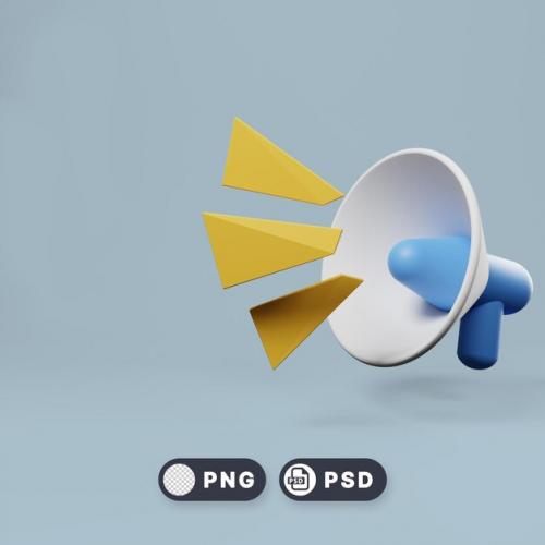 3d Megaphone Psd