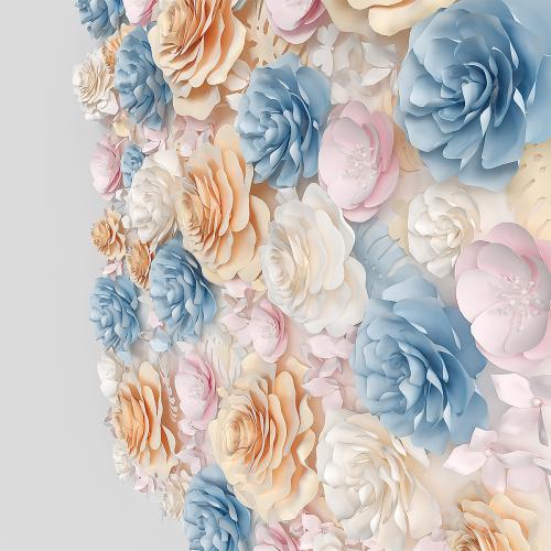 A wall of paper flowers. Photo background