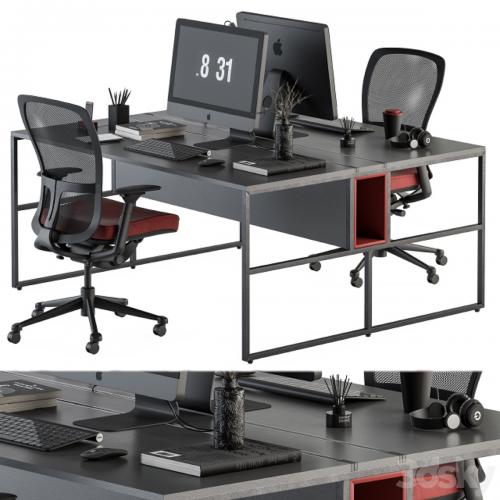 employee Set Red and Black - Office Furniture 245