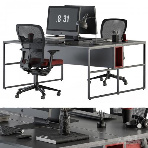 employee Set Red and Black - Office Furniture 245