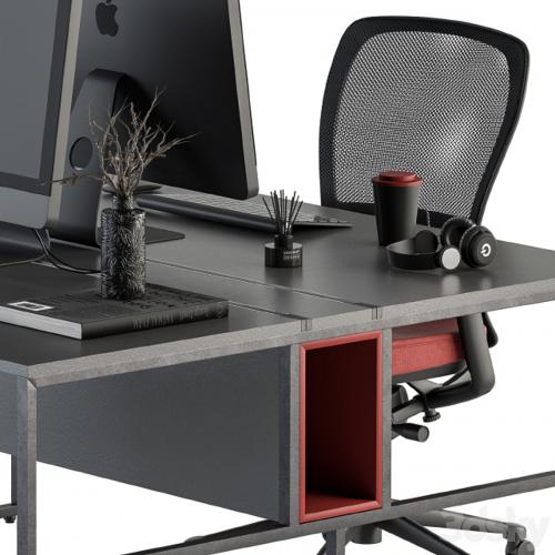 employee Set Red and Black - Office Furniture 245