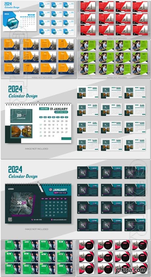 PSD 2024 modern abstract calendar template design