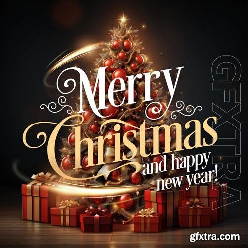 Social media feed merry christmas and happy year