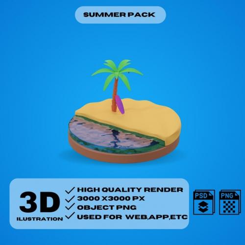 3d Icon For Summer Time