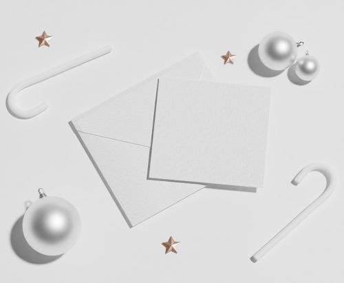 Envelope with Christmas Decorations Mockup