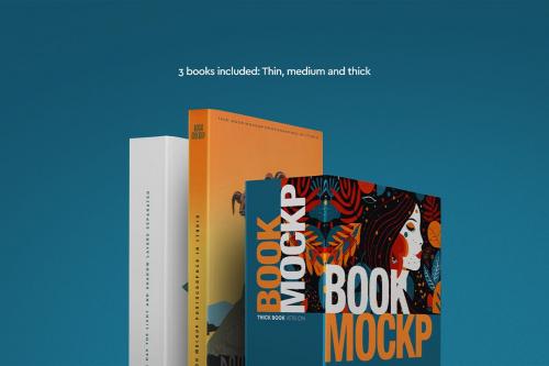 Book Mockup - Thin, Medium, Thick, Cover, Spine