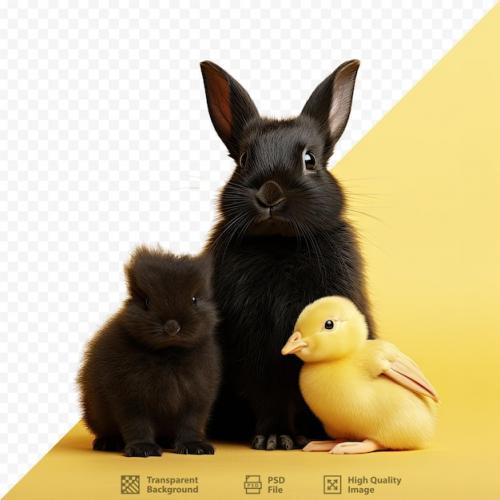 A Rabbit And A Duck Are Next To A Duck And A Duck.