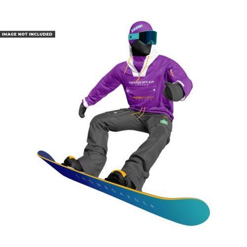 Jumping Snowboard Mockup