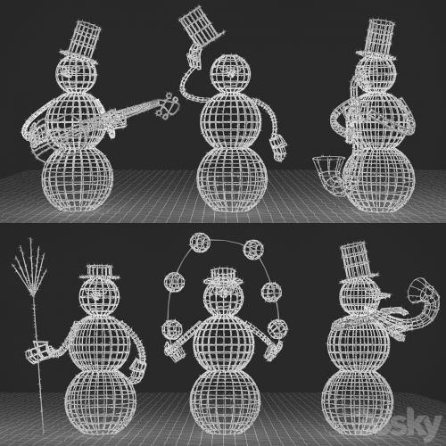 Snowman figures from garlands