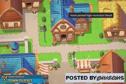 2D Hand Painted - Town Tileset v2