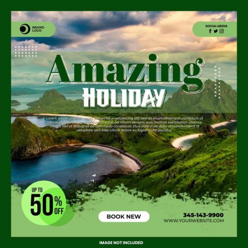 Travel Holiday Vacation Instagram Post Or Social Media Banner Template