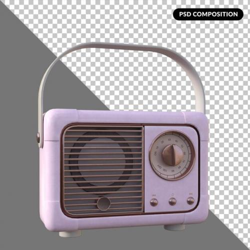 Retro Radio Isolated 3d