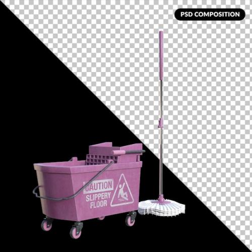 Mop Bucket Isolated 3d