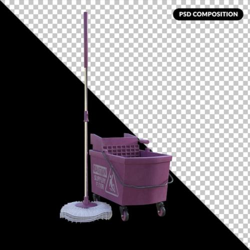 Mop Bucket Isolated 3d