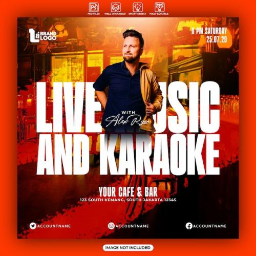 Live Music And Karaoke Social Media Feed Template