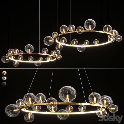 LED Postmodern Iron Glass Bubble Round Gold Black Silver Pendant Lights