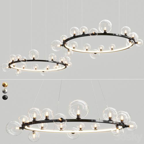 LED Postmodern Iron Glass Bubble Round Gold Black Silver Pendant Lights