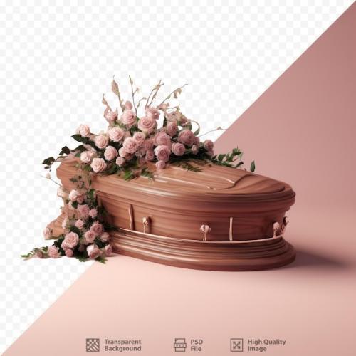 Luxurious Wooden Casket Against A Transparent Background