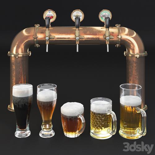 Beer tower & beer mugs