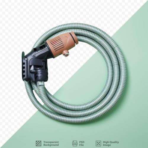 Flexible Hose And Electric Cable On Transparent Background