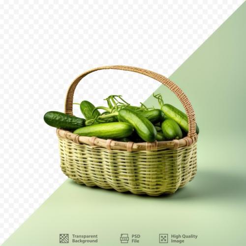 Gherkin In A Basket Isolated On Transparent Background