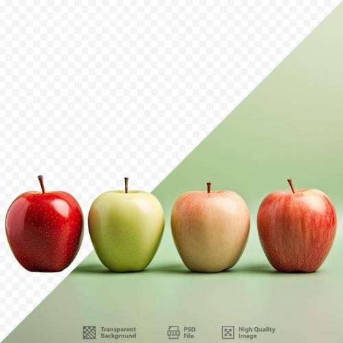 Four Green And One Red Apple Arranged On A Transparent Background Convey A Distinctiveness