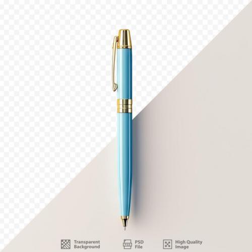 Gold And Blue Pen Standing Alone