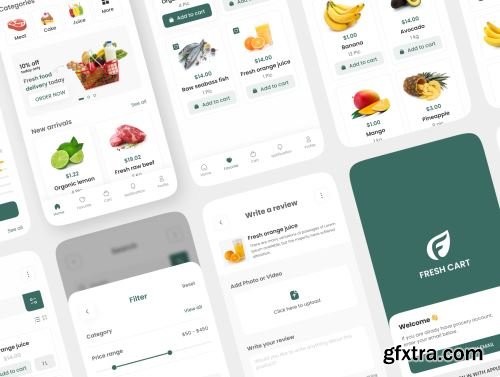 Fresh Cart-Grocery Mobile App UI Kit Ui8.net