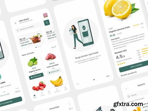 Fresh Cart-Grocery Mobile App UI Kit Ui8.net