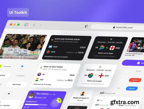 Filllo Cricket live Score UI Kit Ui8.net
