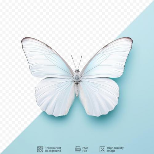 Gorgeous Light Blue Butterfly Wing Against Transparent Background