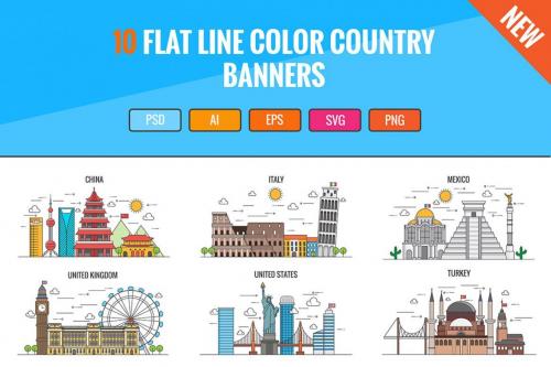 Deeezy - 10 Flat Line Color Country Banners