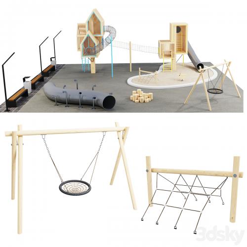 modern wooden playground