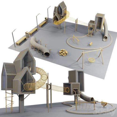 modern wooden playground