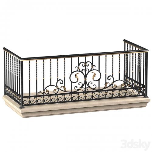 Classic balcony with wrought iron railing.Modern balcony Forged Fence