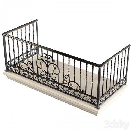 Classic balcony with wrought iron railing.Modern balcony Forged Fence