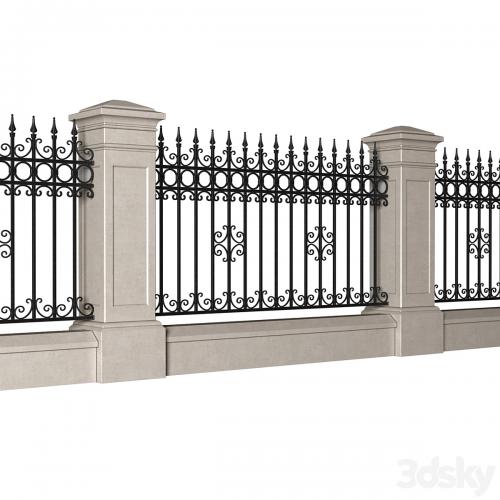 Fence in classic style with wrought iron railing.Entrance to the house.Wrought Iron Entry Gate