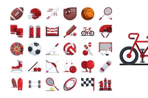 Deeezy - 30 Sport Element Icons - Flat