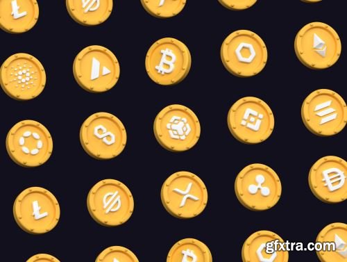 Cryptocurrency 3D Icons Set Ui8.net