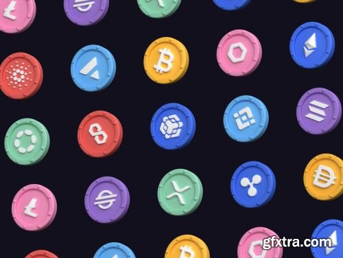 Cryptocurrency 3D Icons Set Ui8.net