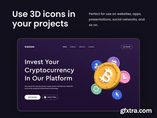 Cryptocurrency 3D Icons Set Ui8.net