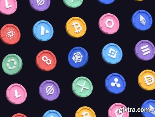 Cryptocurrency 3D Icons Set Ui8.net