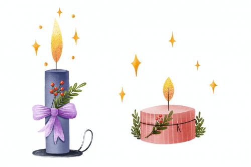 Warm Christmas Candles and stars , cozy home png